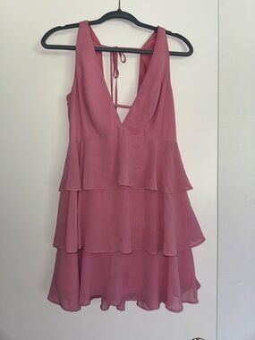 Lulu's Dusty Rose Tiered Mini Dress